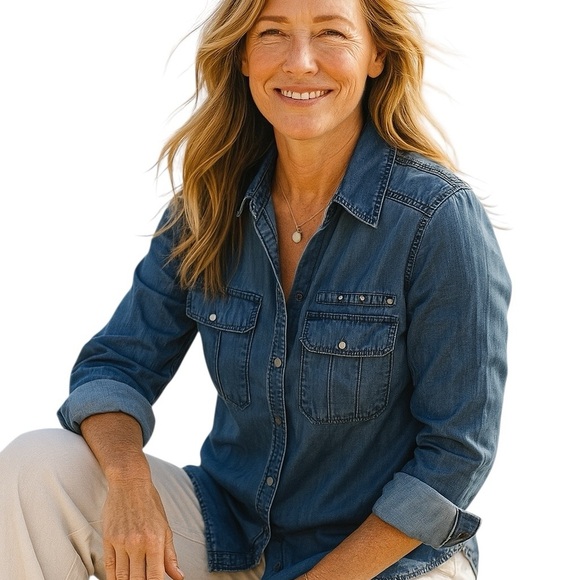 Express Classic Long Sleeve Denim Chambray Shirt XS - Picture 1 of 9